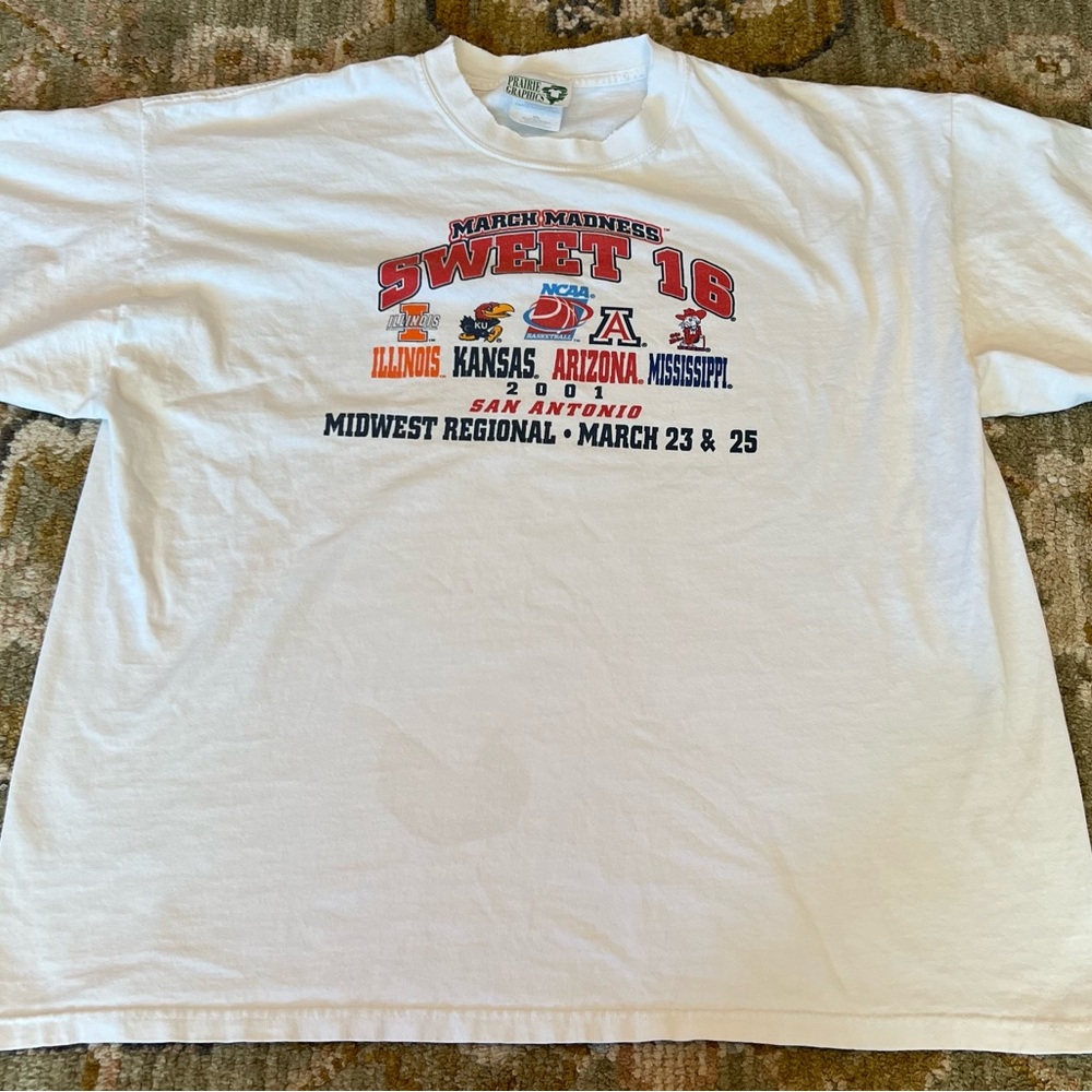 Kansas Jayhawks 2001 Sweet 16‎ Shirt Size 2XL Color Flaws